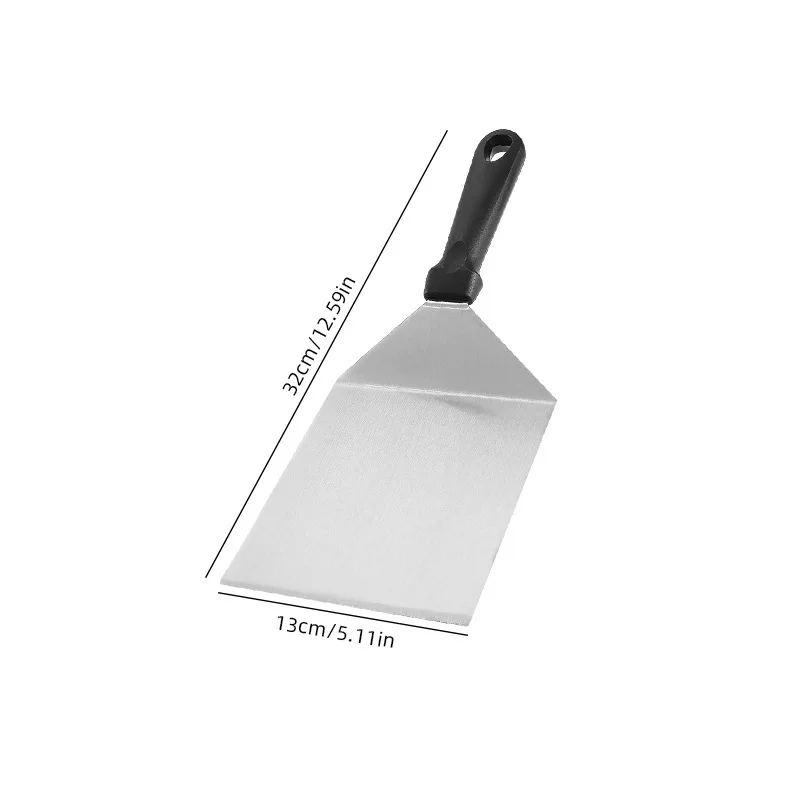 Color: Red - Kitchen Stainless Steel Scraper Cooking Spatula Barbecue Spatula Plate Barbecue Spatula Hamburger Spatula Cooking Utensils
