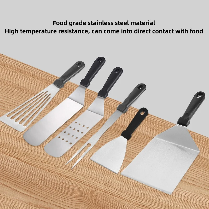 Color: Red - Kitchen Stainless Steel Scraper Cooking Spatula Barbecue Spatula Plate Barbecue Spatula Hamburger Spatula Cooking Utensils