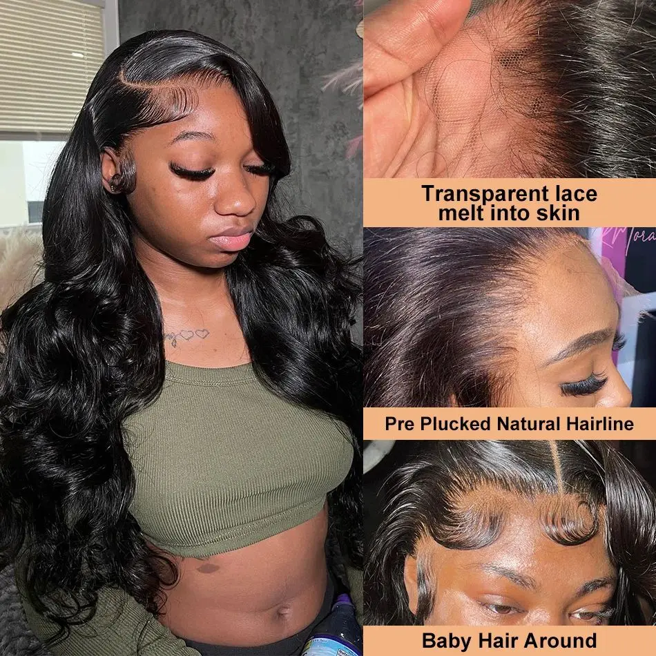  Stretched Length: 40inches, Density: 100%, Lace Size: 13x4 - Body wave hd transparent lace wig 13x6 human hair For Women choice Pre Plucked 30 40 Inch wavy Frontal brazilian cheap Wigs