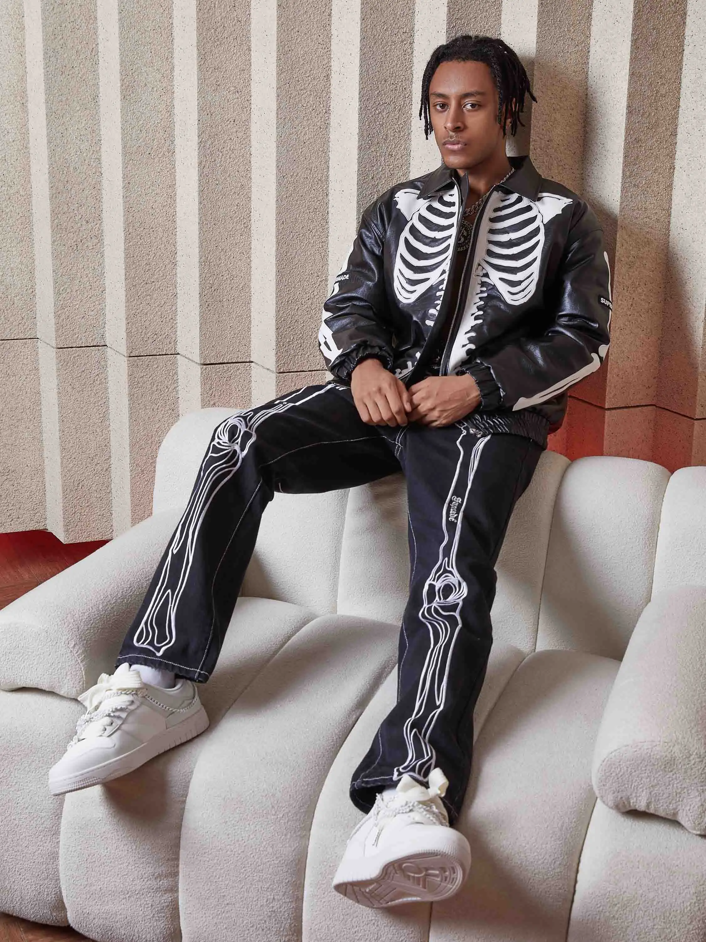 Color: Yellow, Size: S - Men's Leather Jacket Fashion Embroidery Artificial Leather Coats Winter Casual Motorcycle Biker Pu Leather Outwear Male Clothing