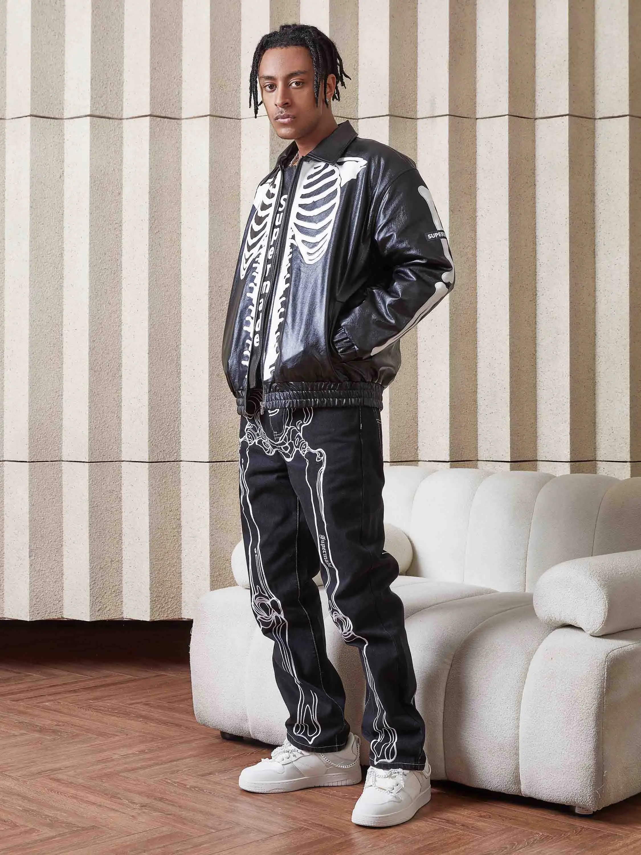 Color: Yellow, Size: S - Men's Leather Jacket Fashion Embroidery Artificial Leather Coats Winter Casual Motorcycle Biker Pu Leather Outwear Male Clothing