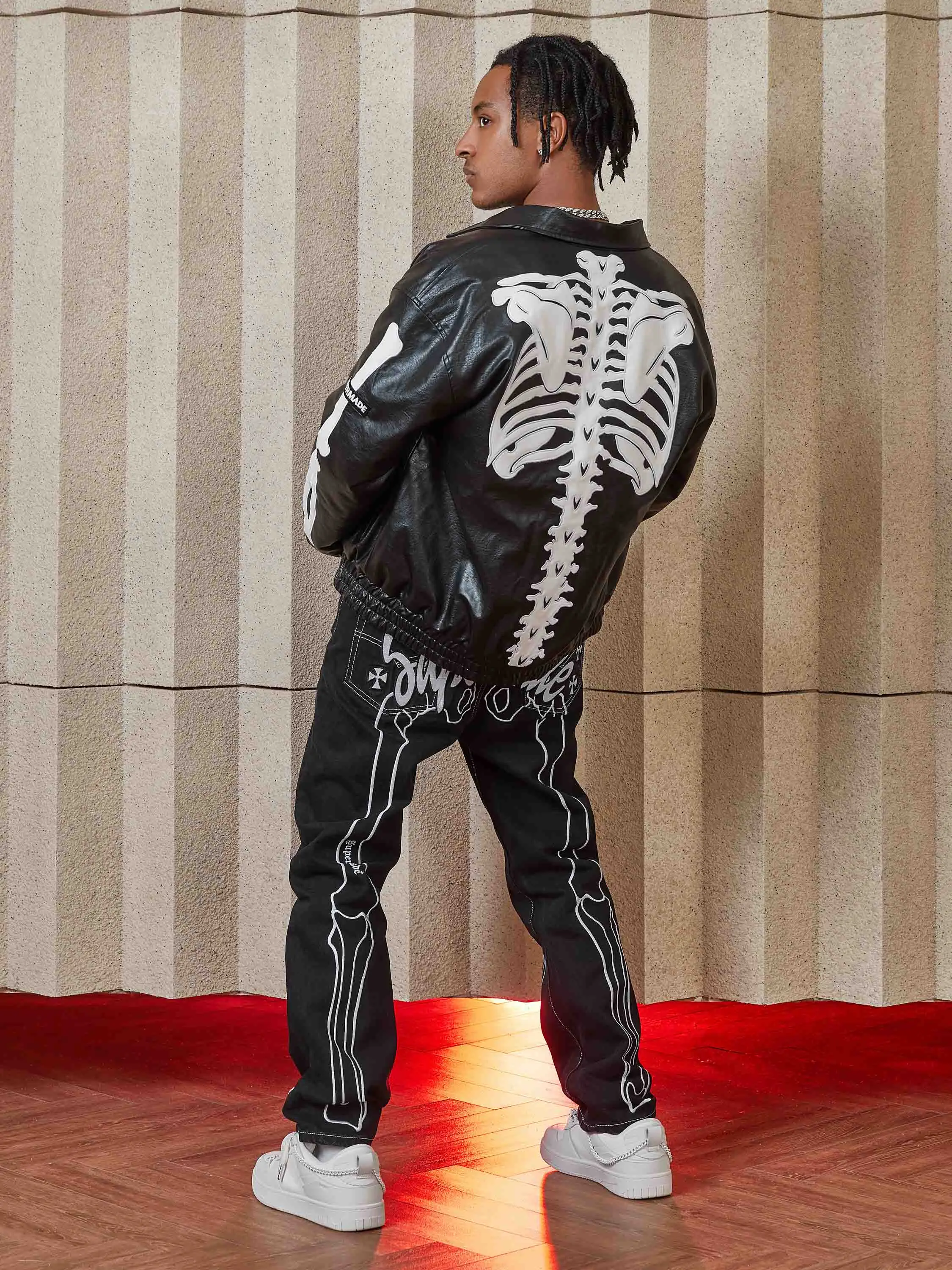 Color: Yellow, Size: S - Men's Leather Jacket Fashion Embroidery Artificial Leather Coats Winter Casual Motorcycle Biker Pu Leather Outwear Male Clothing