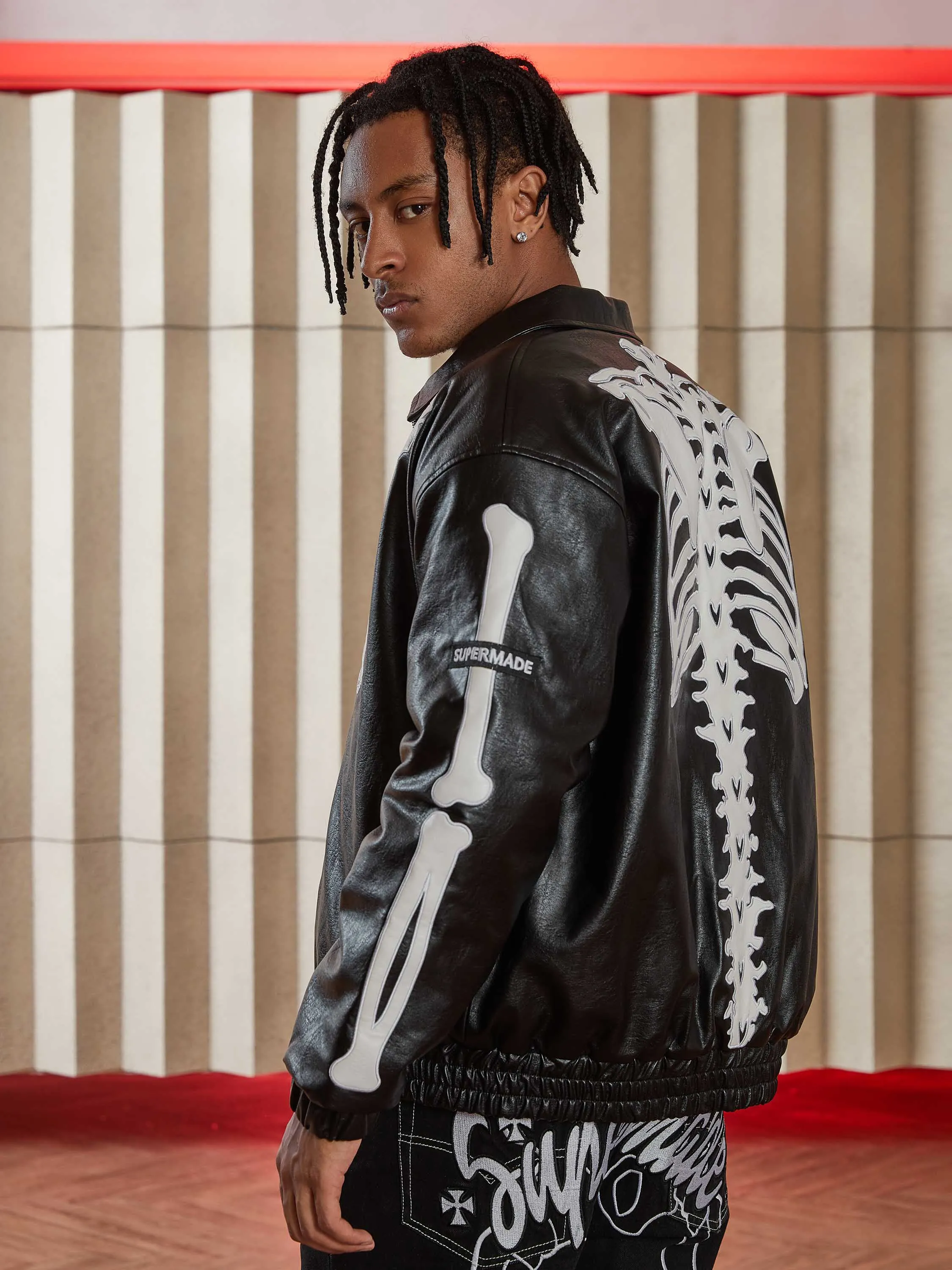 Color: Yellow, Size: S - Men's Leather Jacket Fashion Embroidery Artificial Leather Coats Winter Casual Motorcycle Biker Pu Leather Outwear Male Clothing