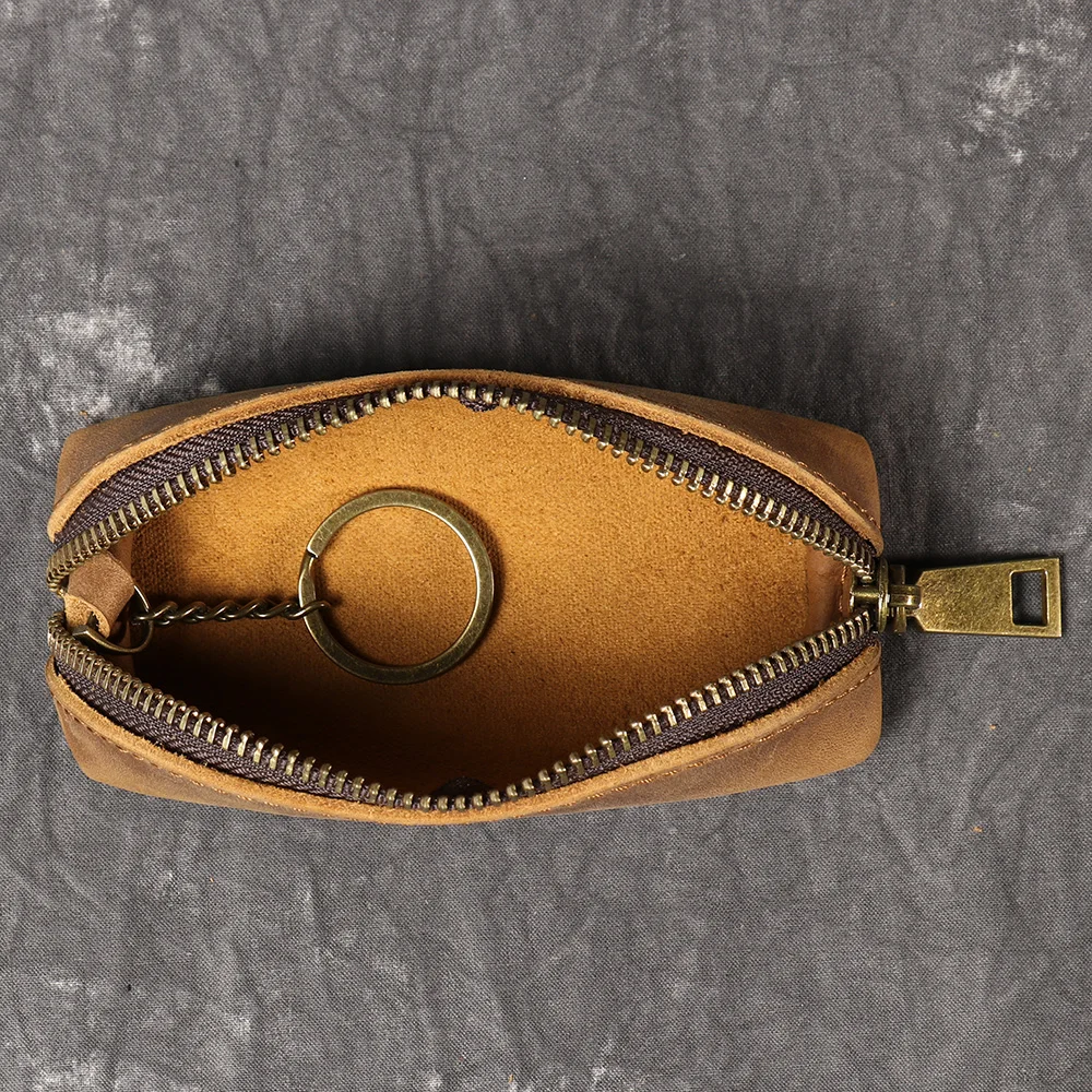 Color: Brown, Ships From: CHINA - LUOKIR New Men's Genuine Leather Coin Purse, Women's Crazy Horse Leather Key Pouch, Multifunctional Cowhide Clutch Storage Bag.