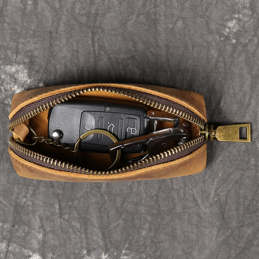 Color: Brown, Ships From: CHINA - LUOKIR New Men's Genuine Leather Coin Purse, Women's Crazy Horse Leather Key Pouch, Multifunctional Cowhide Clutch Storage Bag.