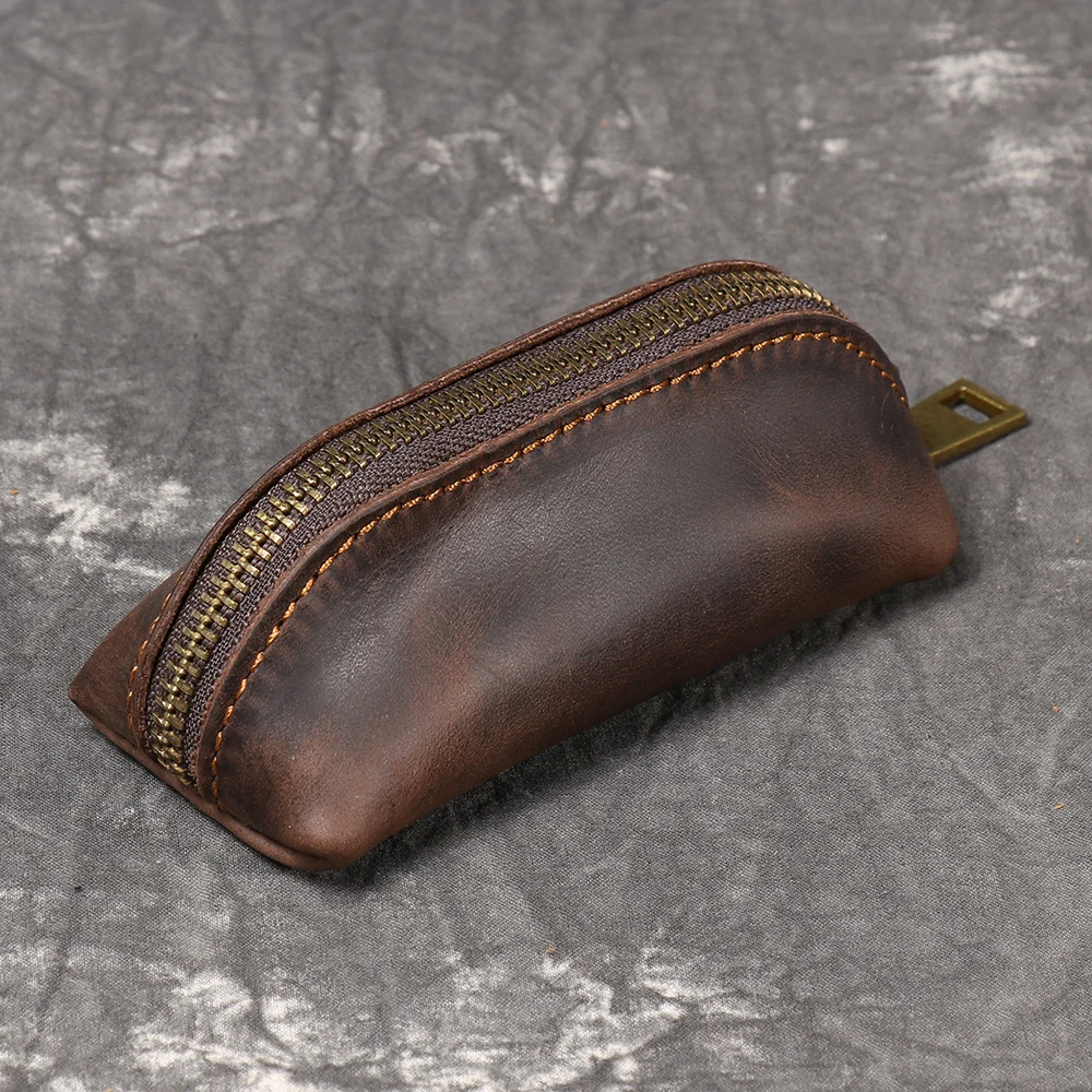 Color: Brown, Ships From: CHINA - LUOKIR New Men's Genuine Leather Coin Purse, Women's Crazy Horse Leather Key Pouch, Multifunctional Cowhide Clutch Storage Bag.
