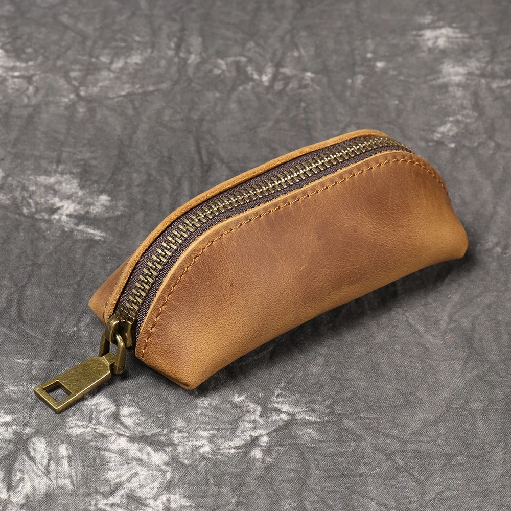 Color: Brown, Ships From: CHINA - LUOKIR New Men's Genuine Leather Coin Purse, Women's Crazy Horse Leather Key Pouch, Multifunctional Cowhide Clutch Storage Bag.