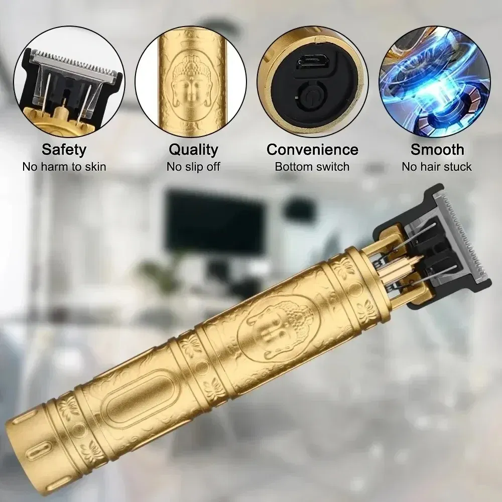 Color: WHITE - T9 Electric Hair Cutting Machine Hair Clipper Beard Shaving Body Hair Trimmer Clippers Professional Barber Men Trimmer Shaver