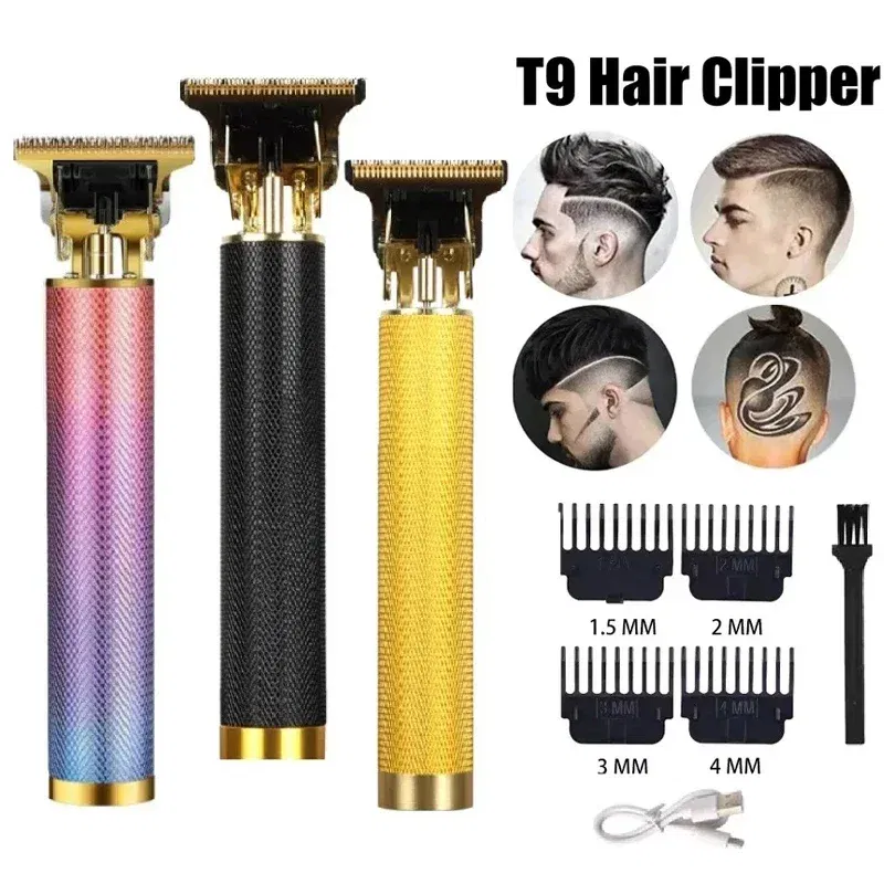 Color: WHITE - T9 Electric Hair Cutting Machine Hair Clipper Beard Shaving Body Hair Trimmer Clippers Professional Barber Men Trimmer Shaver