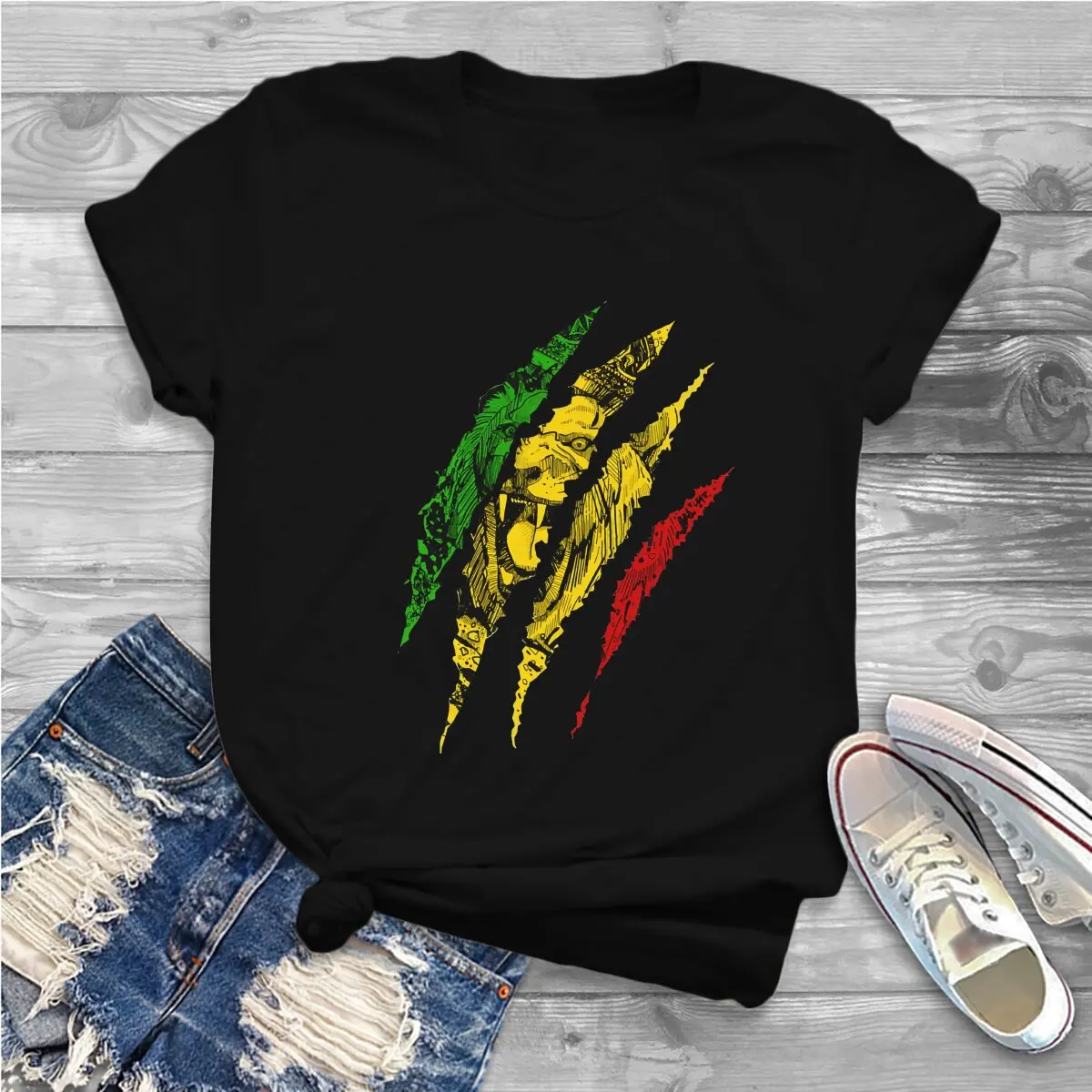Color: black, Size: XL - Rasta Design Polyester TShirts Warrior Lion Of Judah King Rasta Reggae Jamaica Roots Distinctive Homme T Shirt