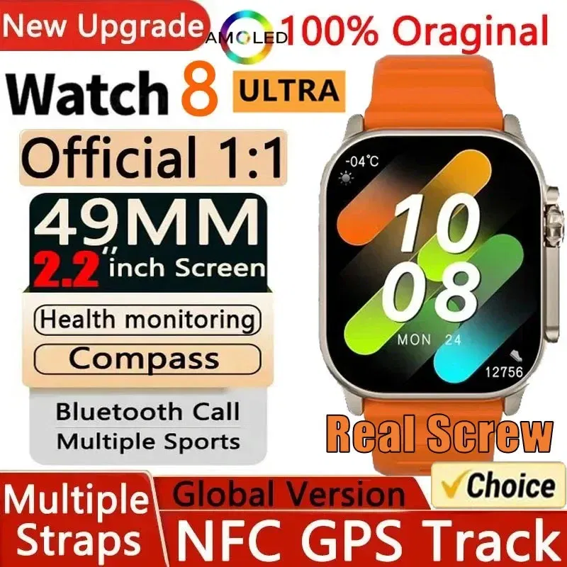 Color: WHITE - New Watch 8 Ultra Smart Watch 49mm 2024 New NFC Men Women GPS Track Bluetooth Call BT Music Games Wireless Charging Smartwatch