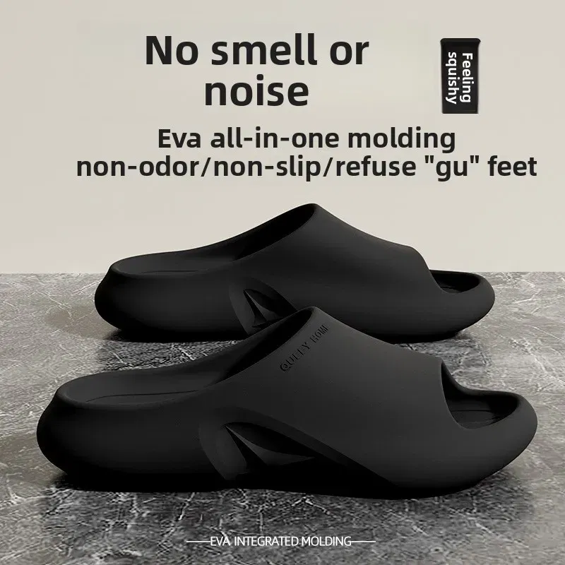 Color: black, Shoe Size: 42-43 - High Quality EVA Soft Thick Soled Slippers Women's Summer Fashion Wear Slippers Home Home Sandals Men's Beach Shoes