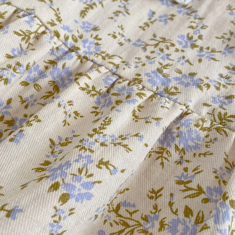 Color: Chocolate, Kid Size: 2T - Sweet Kids Baby Girls Long Sleeve Flower Printing Princess Dress Autumn Baby Girls Doll Collar Dress Children Clothes Dress