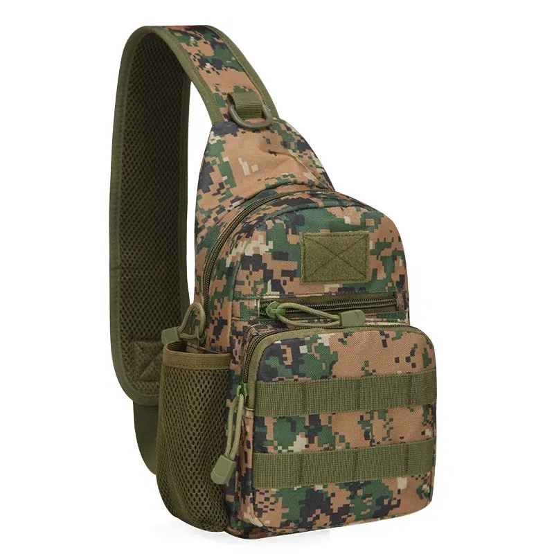 Color: green - Outdoor tactical Camouflage kettle chest bag Men's hiking backpack Nylon hunting fishing camo hiking shoulder bag