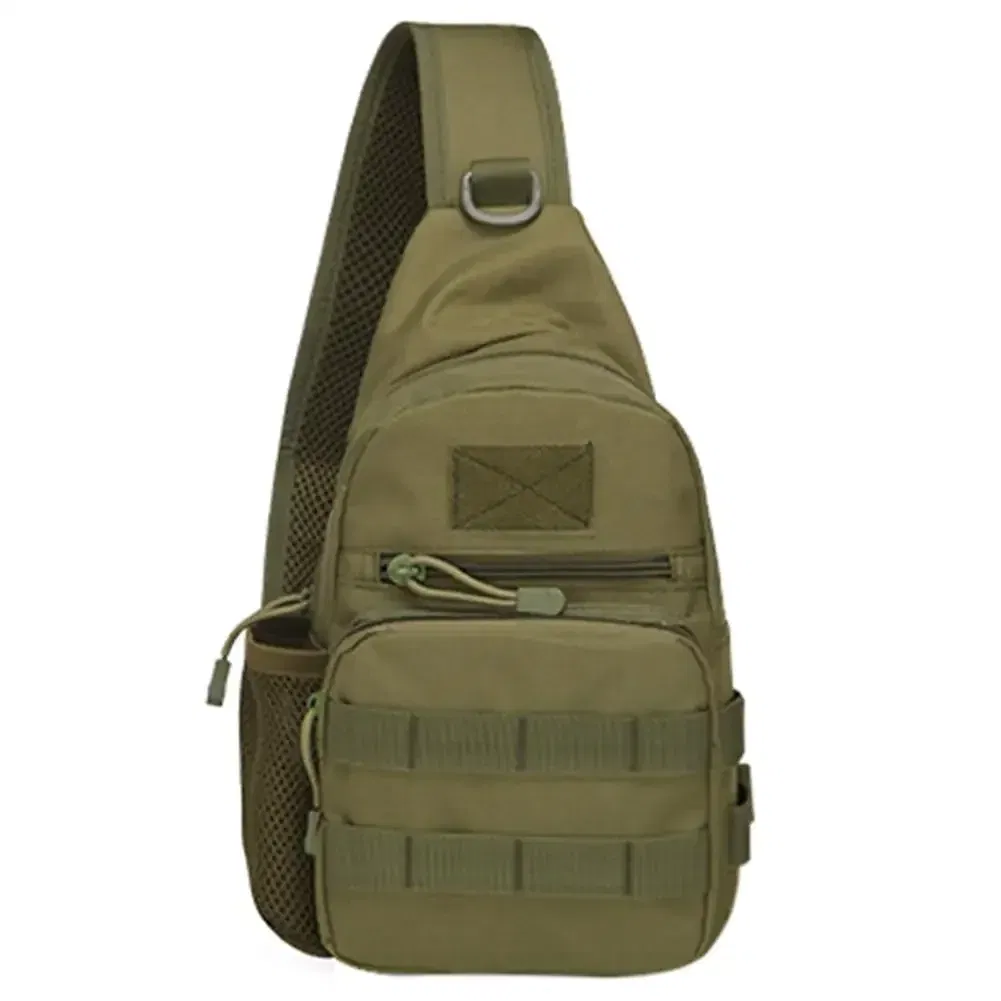Color: green - Outdoor tactical Camouflage kettle chest bag Men's hiking backpack Nylon hunting fishing camo hiking shoulder bag