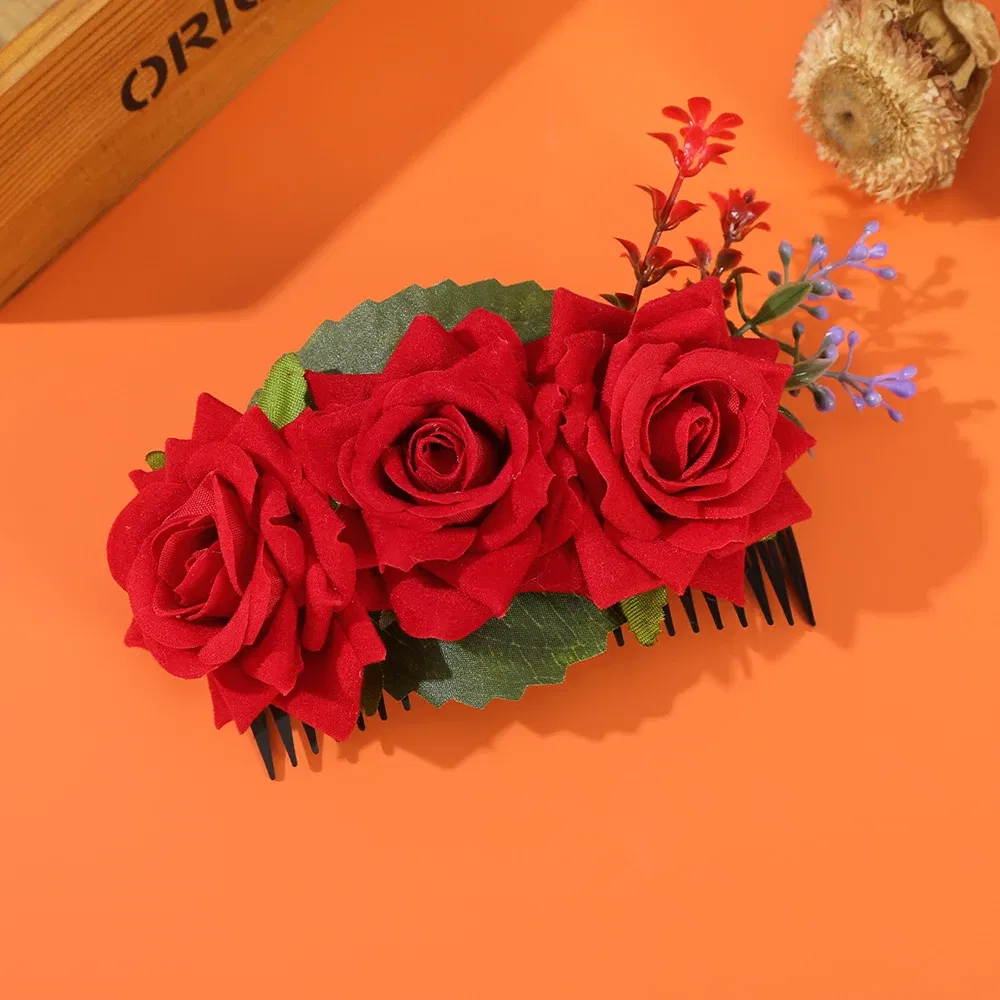 Color: black - New Halloween Hair Combs Floral Hair Clip For Women Stimulation Flower Hairpins Hair Accessories