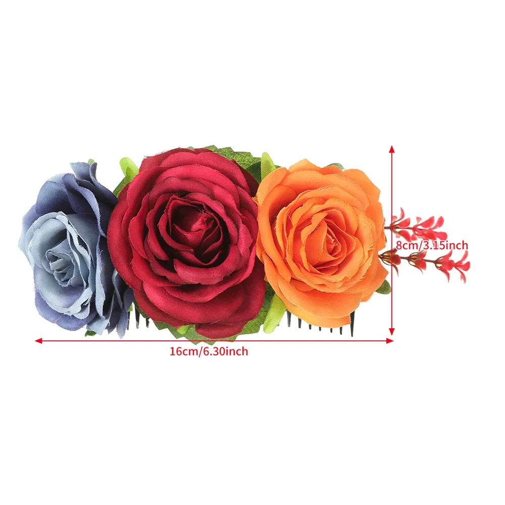 Color: black - New Halloween Hair Combs Floral Hair Clip For Women Stimulation Flower Hairpins Hair Accessories