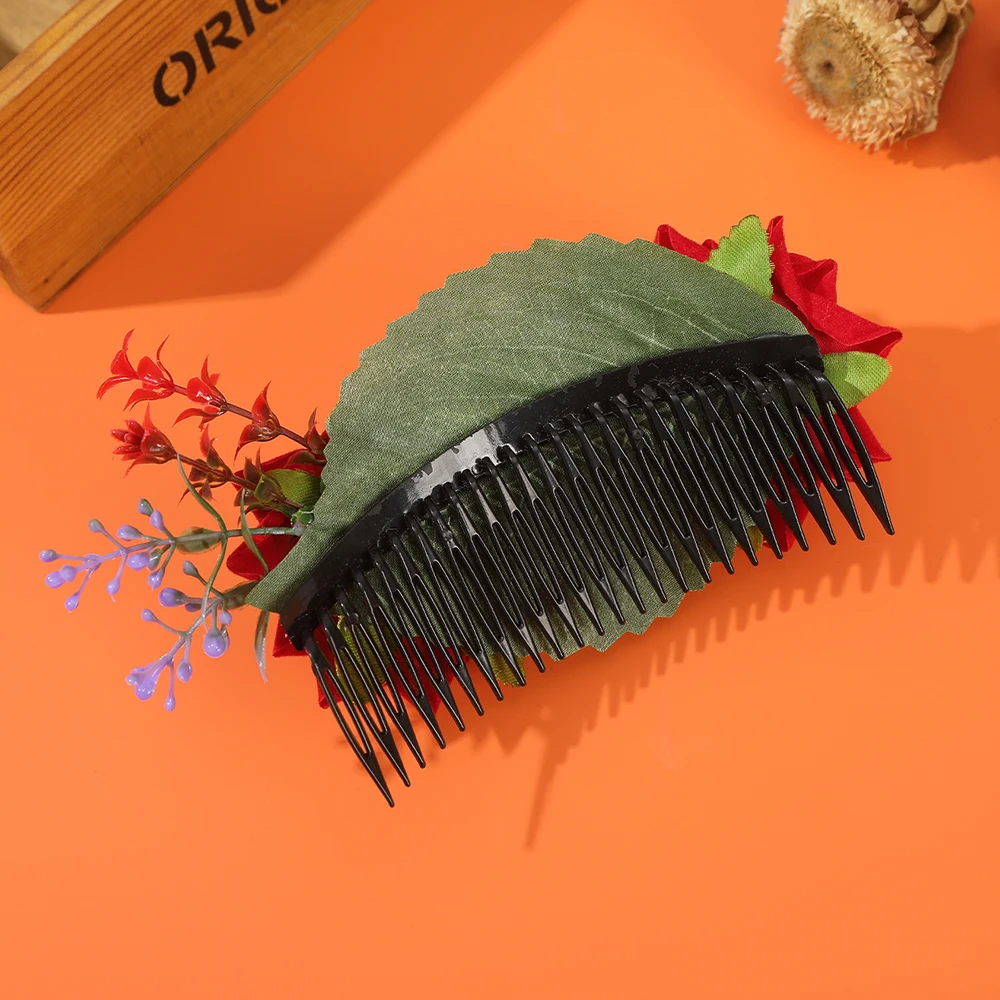 Color: black - New Halloween Hair Combs Floral Hair Clip For Women Stimulation Flower Hairpins Hair Accessories