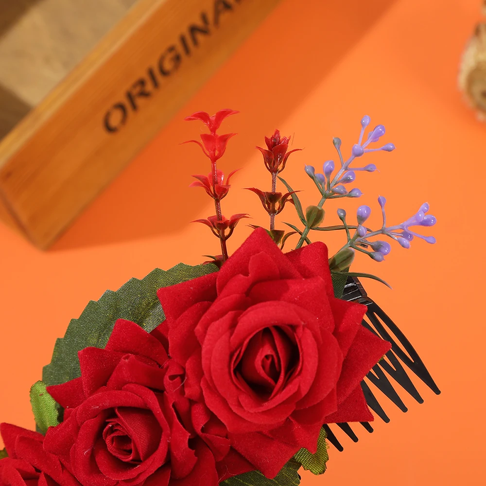 Color: black - New Halloween Hair Combs Floral Hair Clip For Women Stimulation Flower Hairpins Hair Accessories