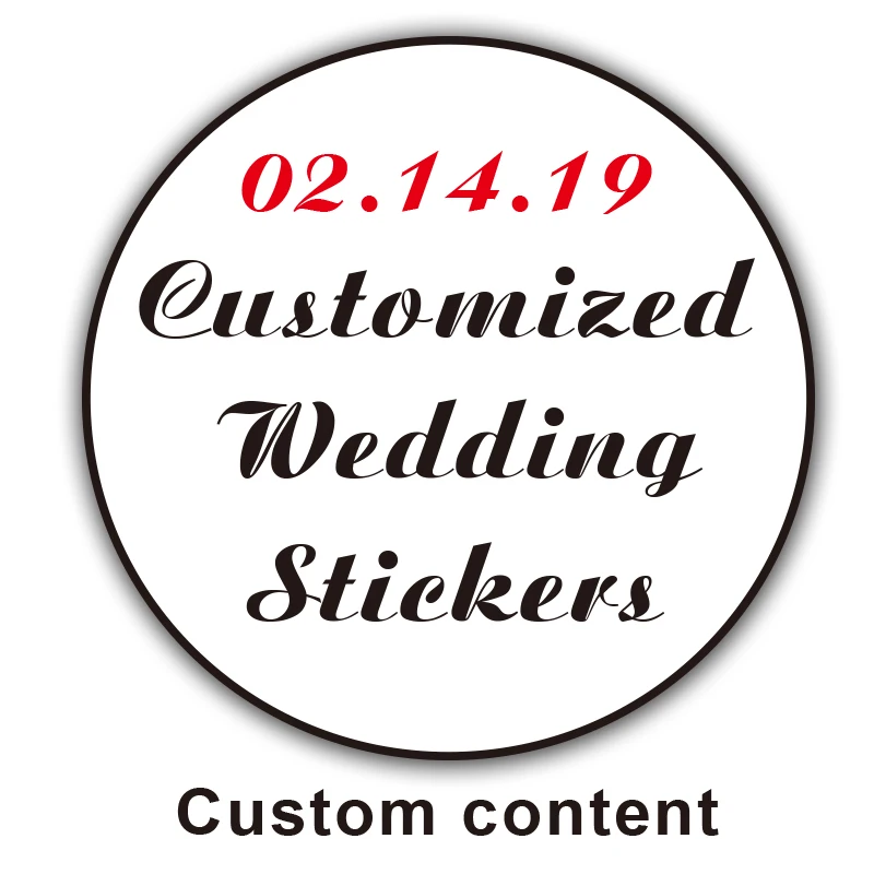 Color: RED - 100PCS 3-10cm Custom LOGO Wedding Sticker Personalized Design Your Label Candy Gift Box Birthday Party Seal Sticker Self-adhesiv