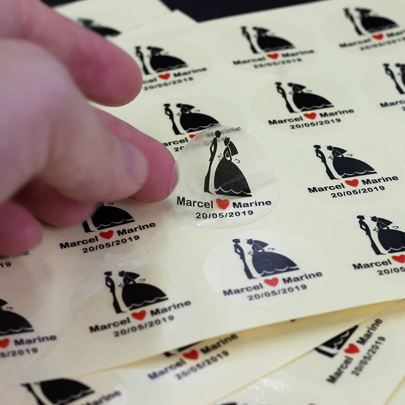 Color: RED - 100PCS 3-10cm Custom LOGO Wedding Sticker Personalized Design Your Label Candy Gift Box Birthday Party Seal Sticker Self-adhesiv