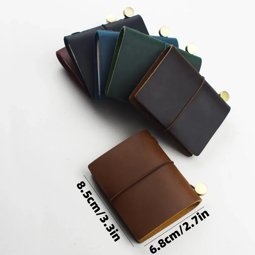 Color: Coffee - 1pc Leather Pocket Notebook 60 Blank Inner Pages Note Book for Sketching, Quoting, Notes & Journals