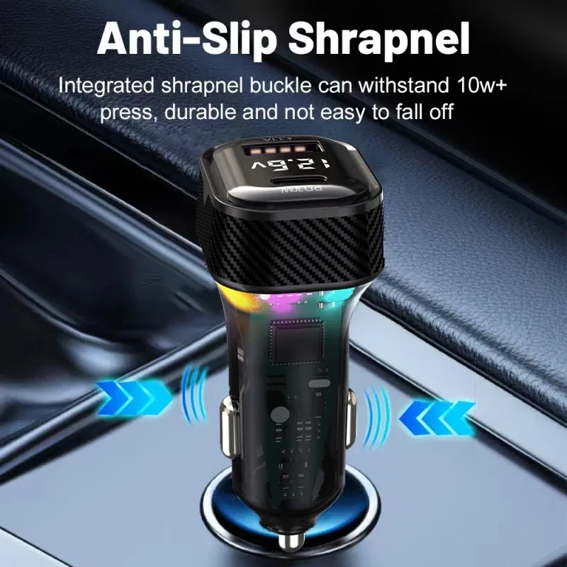 New 5-jack rear car charger PD30W Super Fast charge USB C mobile phone charger 12V/24V auto accessories power port