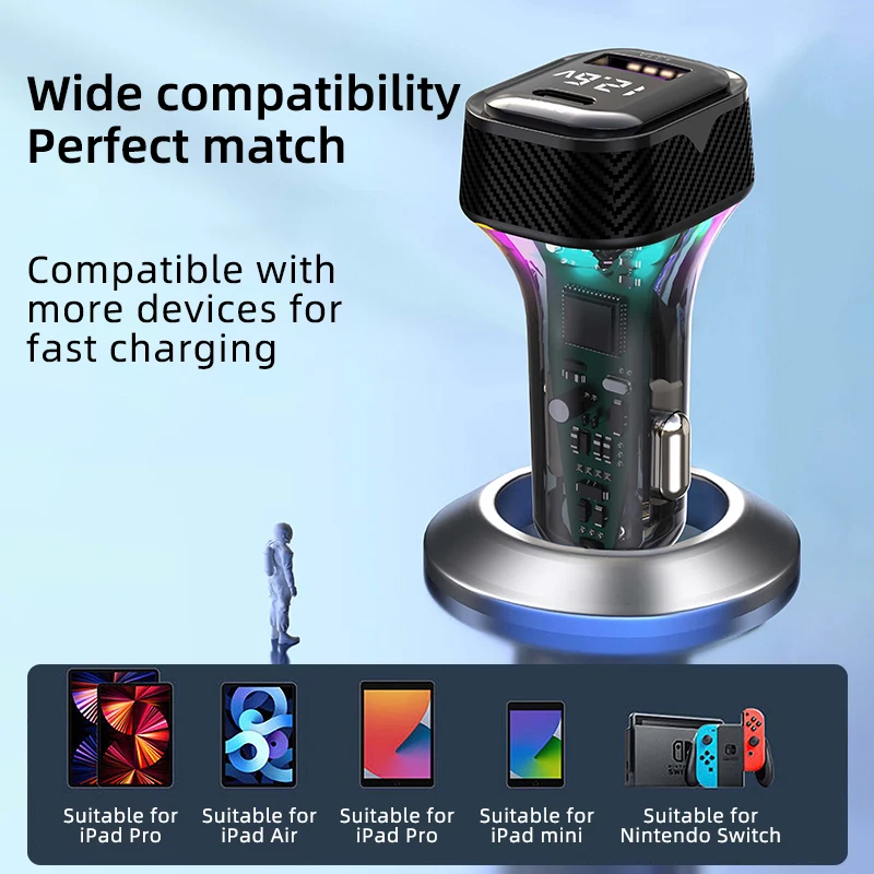 New 5-jack rear car charger PD30W Super Fast charge USB C mobile phone charger 12V/24V auto accessories power port