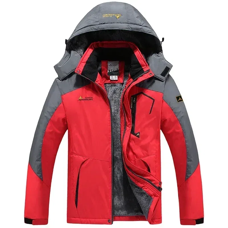 Color: Blue, Size: 4XL - Autumn Winter Men's Windbreaker Waterproof and Warm Outdoor Hiking and Fishing Multi Pocket Wear-resistant Thick Jacket Men Coat