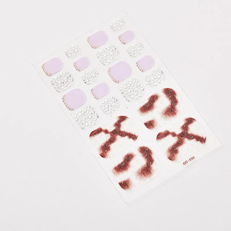 Color: Black Gray - 22 Tips/Sheet Manicure Decoration Full Beauty Novidades Nails Sticker Designer Nail Accesoires Sticker For Nails Nail Art