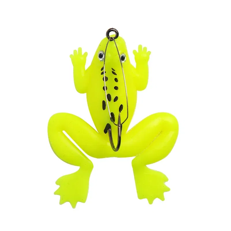 Color: black - 1 Pcs Soft Frog Fishing Lures 6CM 5.2G Silicone Bait Frog Artificial Treble Hooks Top Water Ray Baits Fishing Tackle