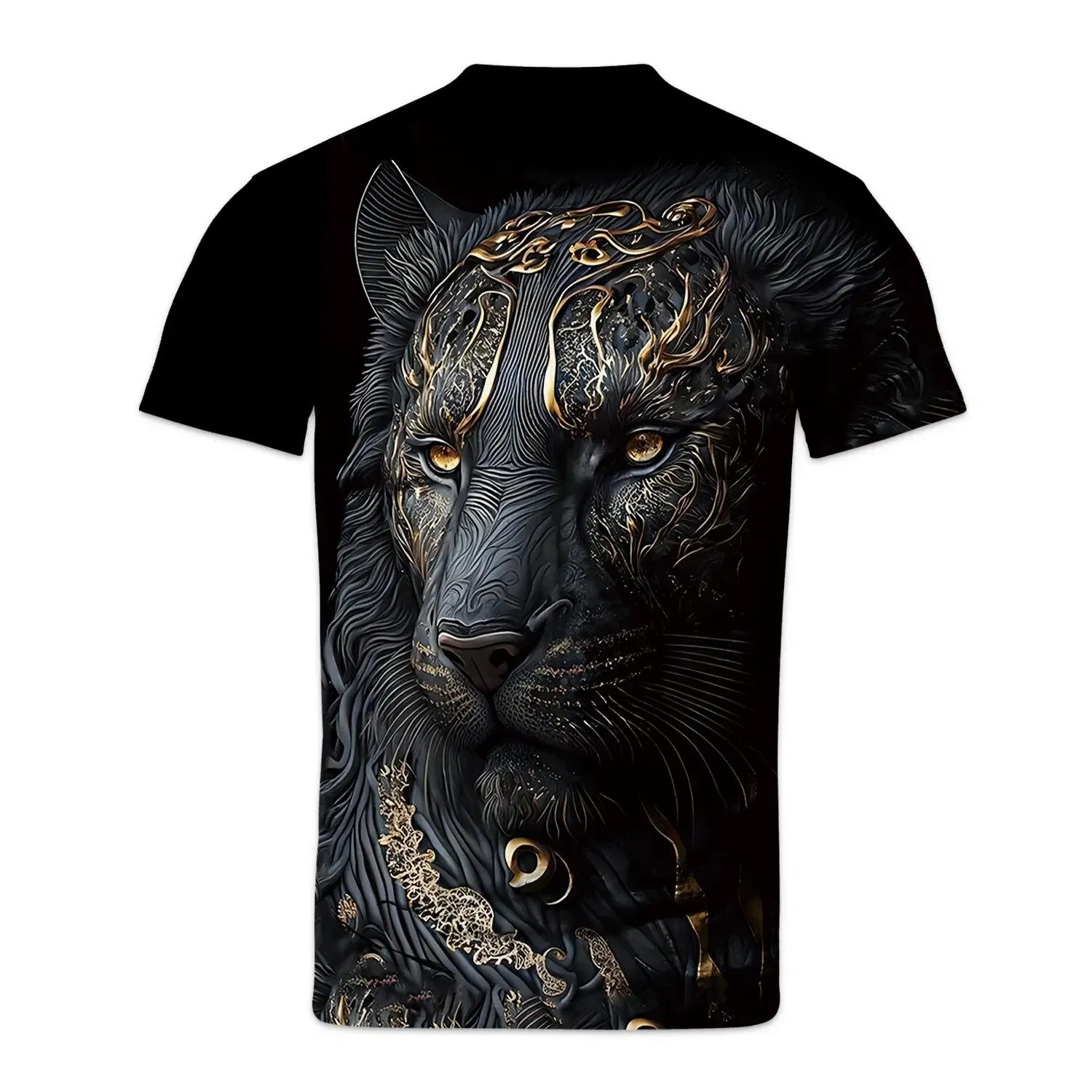 Size: XL, Color: Gold - Daily Oversized Men's T-Shirt 3D Lion Print Tees Tops Summer Casual Animal Pattern Streetwear New Fashion Street Men Clothing