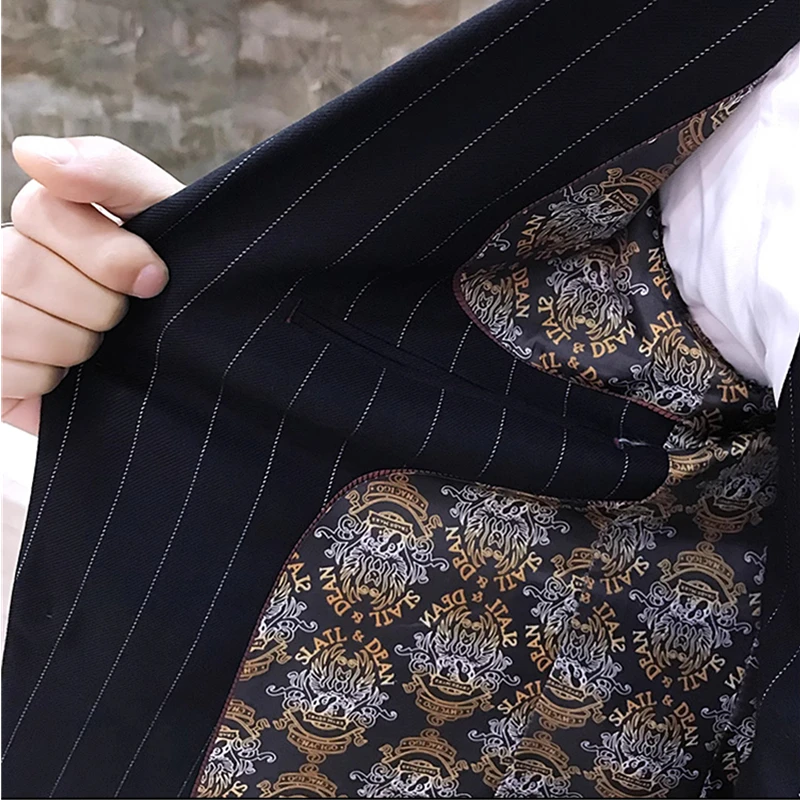 Color: Burgundy, Size: M - Gray Men Classic Striped/Checked Suits, Business Office 3 Piece, Asian Size Slim Fit Men Dress Jacket & Pants with Vest, S-4XL