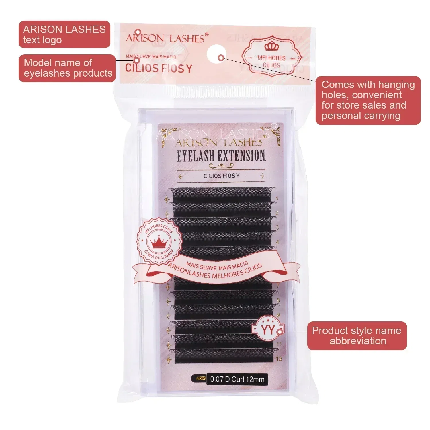 Color: Brushed Chrome, Curl: C, Thickness: 0.07mm, Length: 12mm - ARISON YY Lashes and 3D/4D/5D W Shape Lashes Brasileiro Premade Volume Eyelashes Extension Soft Thin Easily Grafting Extension