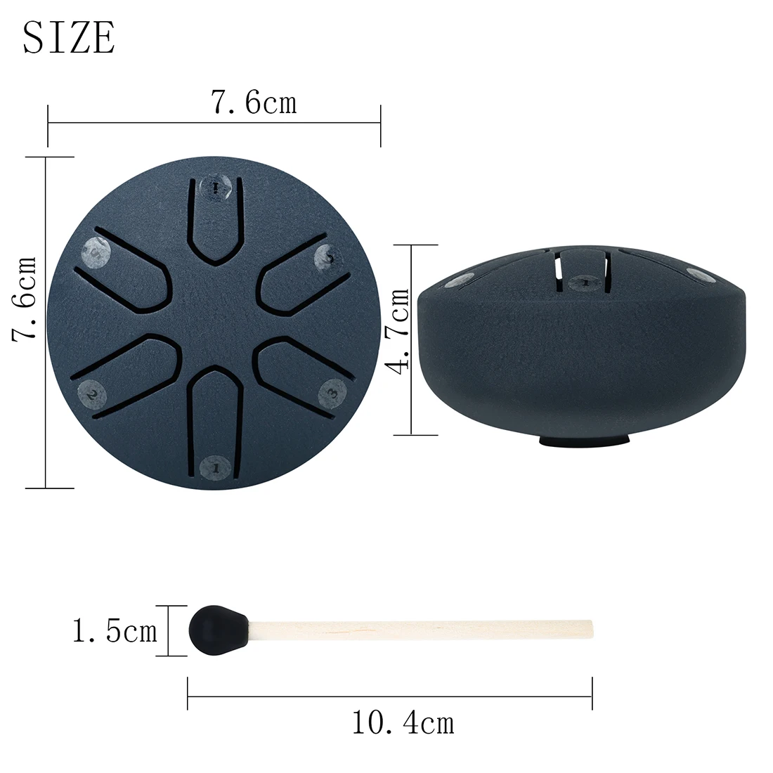 Color: Brass - 3 Inch 6-Tone Steel Tongue Drum Mini Hand Pan Drums with Drumsticks Percussion Musical Instruments Drum Accessories