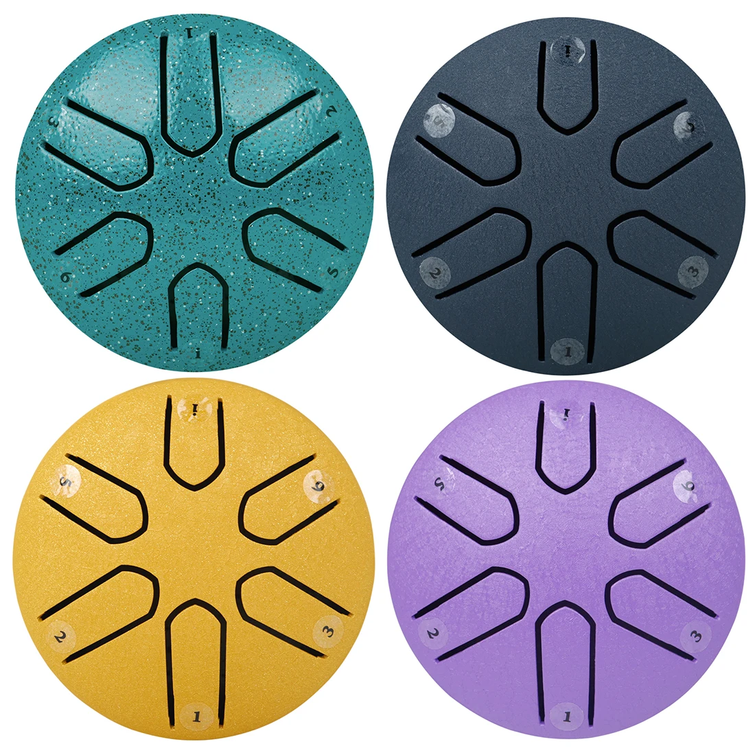 Color: Brass - 3 Inch 6-Tone Steel Tongue Drum Mini Hand Pan Drums with Drumsticks Percussion Musical Instruments Drum Accessories