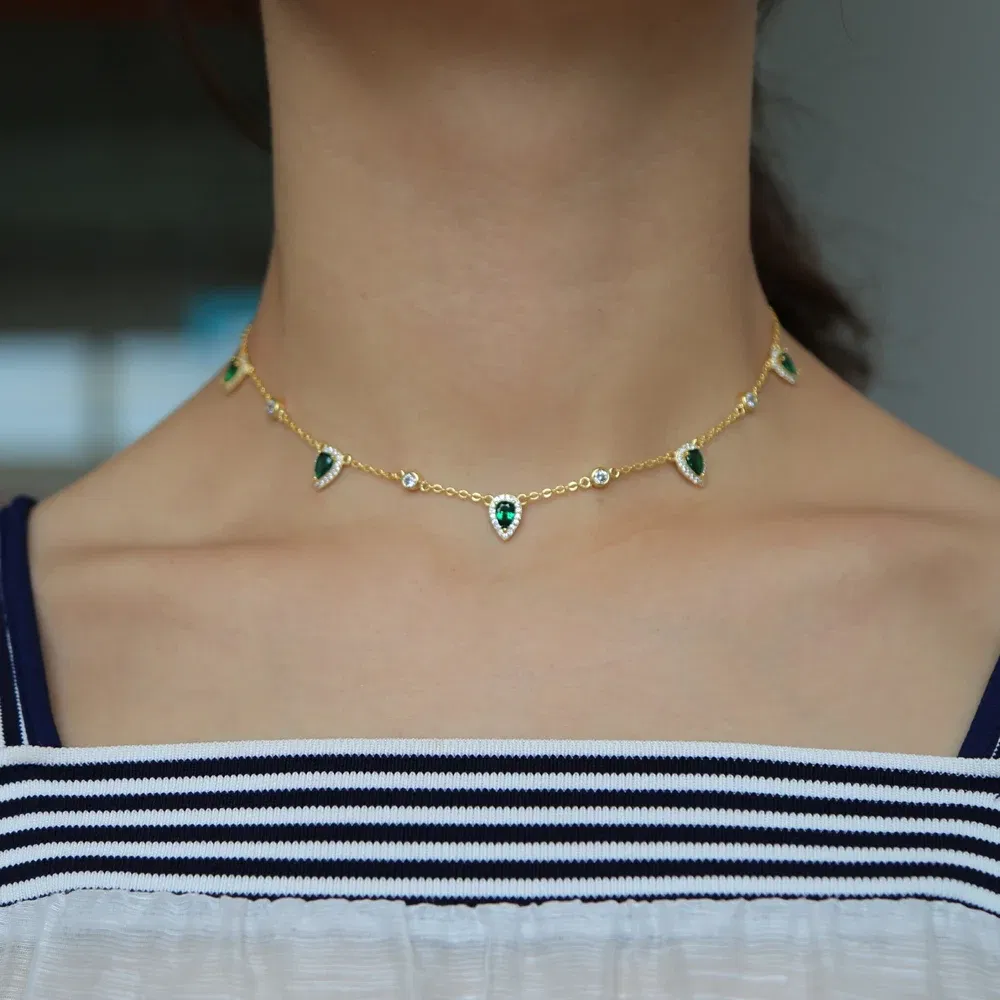 Metal Color: Pure Gold Color - Bohemia NEWest gold color Pink stone statement chain necklace choker fashion jewelry for women elegance gift stylish jewelry