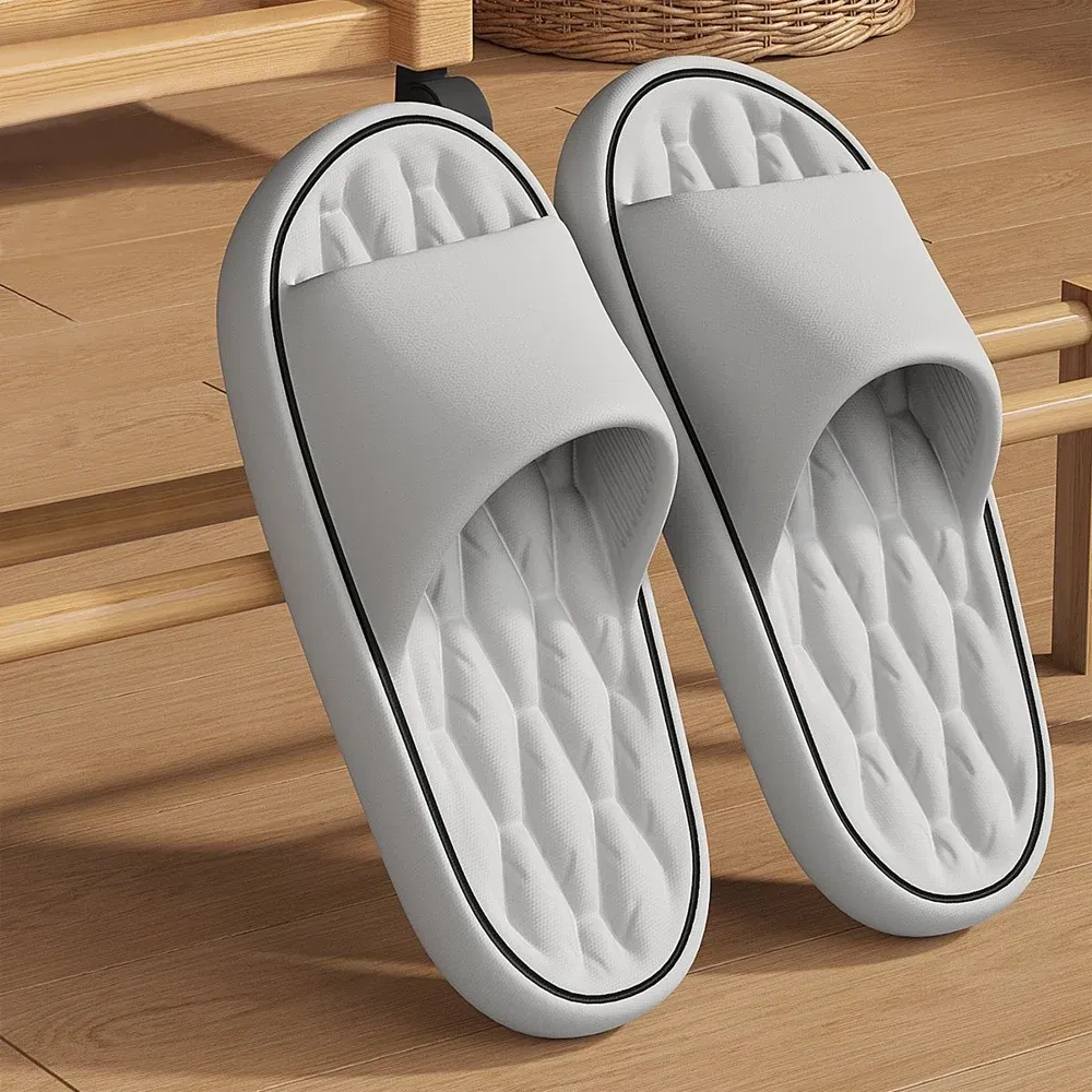 Color: GRAY, Shoe Size: 42-43, Ships From: CHINA - BASATU Fashion Summer Cartoon Home Shoes Non-slip Soft Slides Lithe Comfort Sandals Men Women Couple Slippers Trendy Slippers