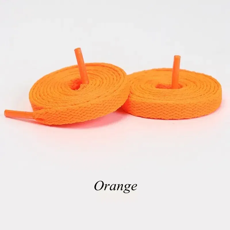 Color: Orange,  Length: 180 cm - 1pair Flat Shoelaces Classic Shoe Laces Fit Fashion Solid Sports Shoelace Casual Unisex Shoe Strings Shoe Accessories