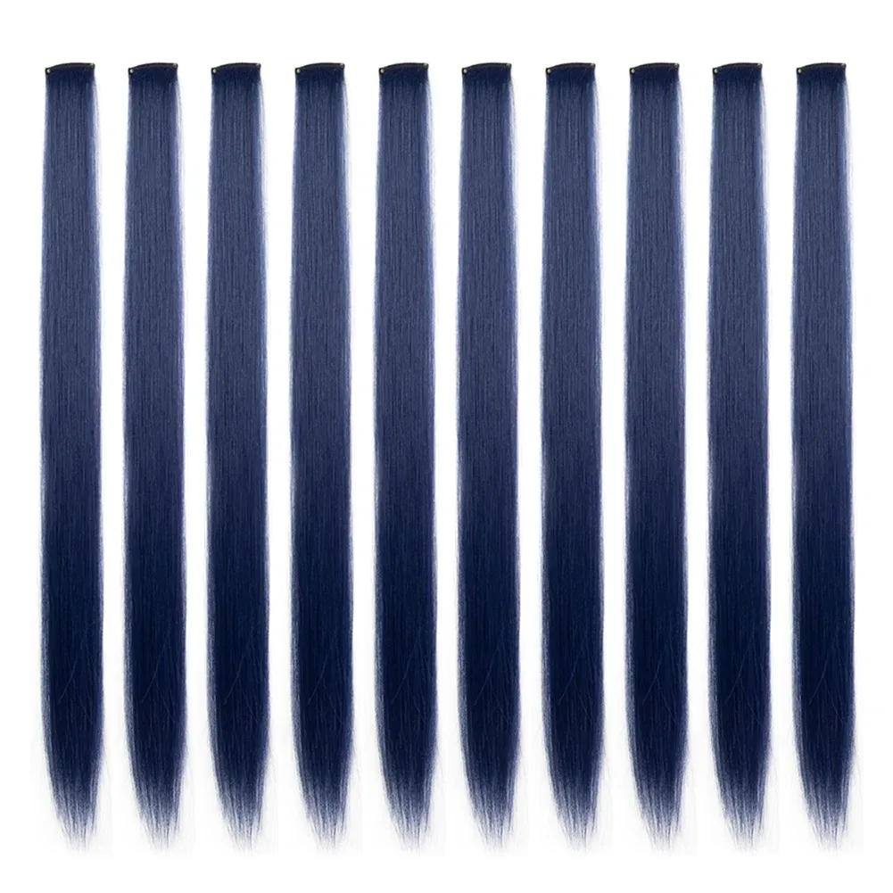 Color: #4, Stretched Length: 22inches, Ships From: CHINA - Synthetic 10 Pcs Straight Hair Extensions Clip in Hairpieces 22 Inch Hightlight Colorful Hair for Women Party Cosplay Gifts