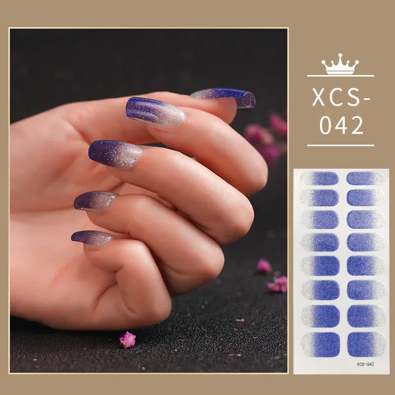 Color: Tiger Stripe - Rose Red Shiny Twinkle Full Cover Nail Stickers Sticker For Nails Self Adhesive Nail Sticker Fashion Nail Stickers Beauty