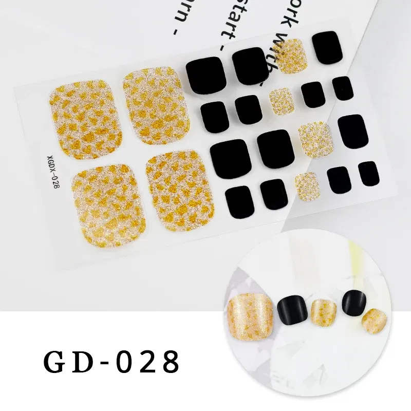 Color: Peach - Colorful Nail Stickers Foot Shiny Glitter Nails  Charms Full Cover Self-Adhesive Nail Polish Stickers for Nails Art