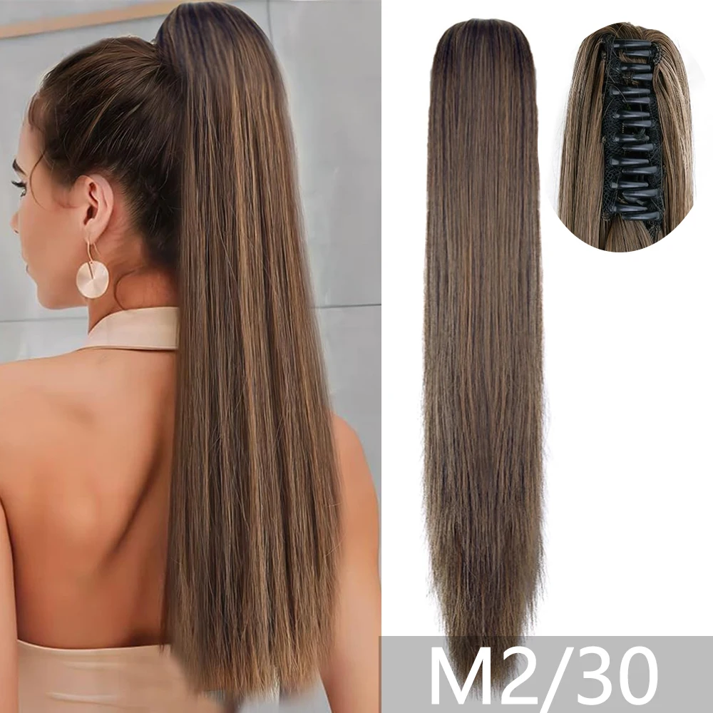 Color: P2/613, Bulk Buy: 1pc - 22Inch Synthetic Ponytail Hair Extension Long Straight Claw Clip Ponytail Heat Resistant Natural Wave For Women Blonde Hairpiece
