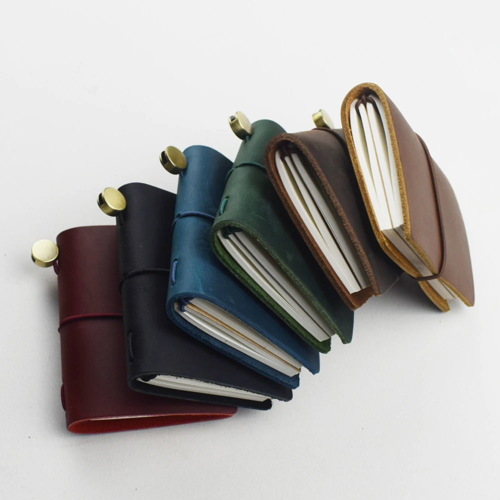 Color: Burgundy - 1pc Leather Pocket Notebook 60 Blank Inner Pages Note Book for Sketching, Quoting, Notes & Journals