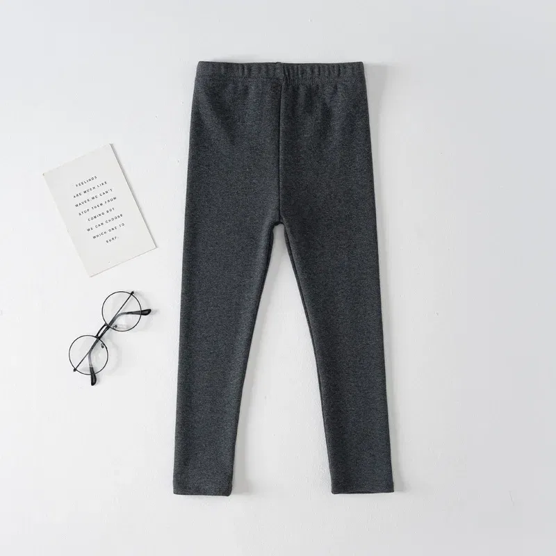 Color: Dark Grey, Kid Size: 4 - Girls' Leggings Spring And Autumn Style 95 Cotton Female Baby Elastic Pants Children's Slim outer Wear Pants