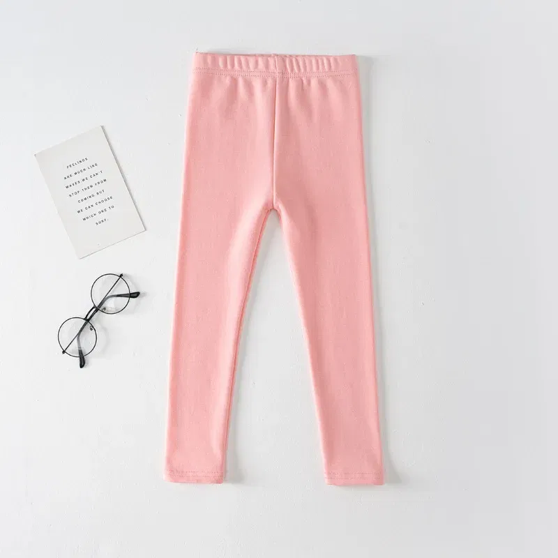 Color: Dark Grey, Kid Size: 4 - Girls' Leggings Spring And Autumn Style 95 Cotton Female Baby Elastic Pants Children's Slim outer Wear Pants