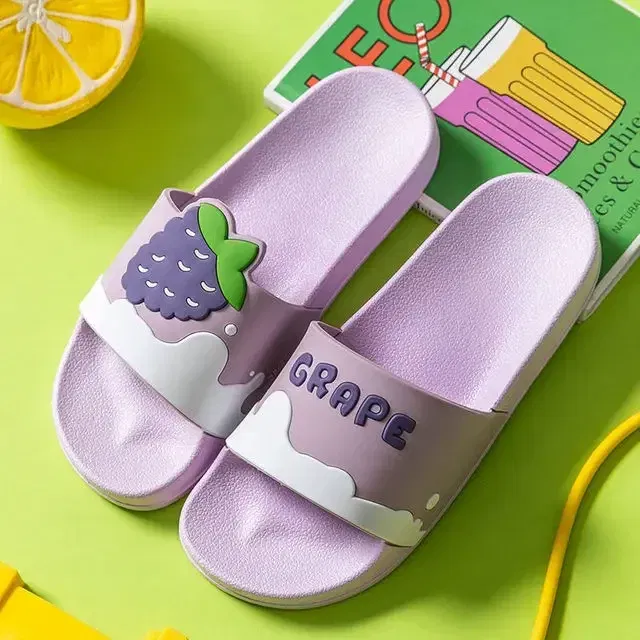 Color: Blue, Shoe Size: 4.5 - New Shoes for Women PVC Slippers Fashions Cartoon Fruit Sandals Flip Flops Summer Casual Beach Home Bath Thick Non-Slip Slippe