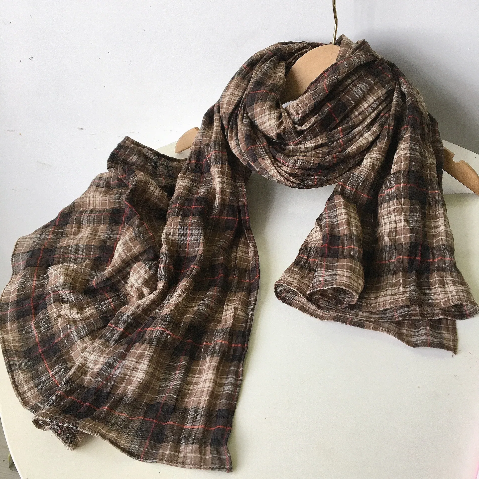 Color: Orange,  Age Range: >8Y - Autumn and winter cotton classic fashionable plaid unisex  scarf Couple Scarves