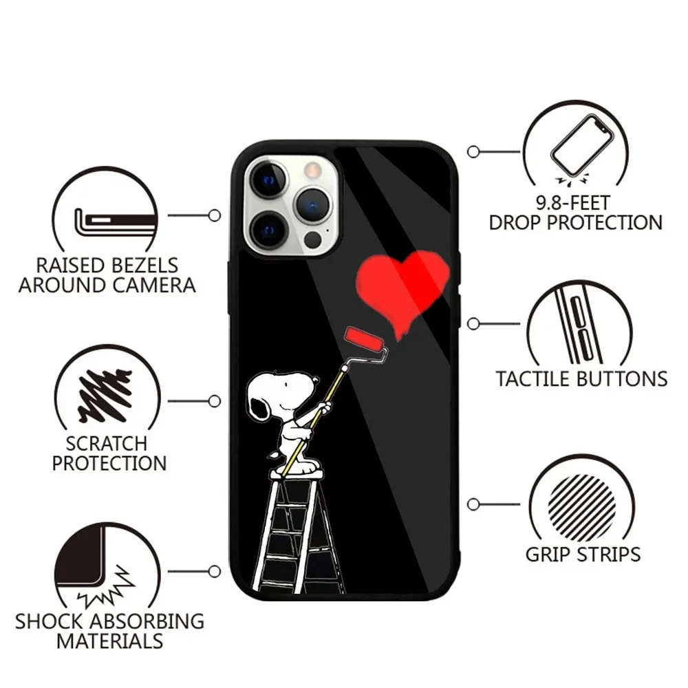 Color: Clear, Material: aluminum - Anime Cartoon-S-Snoopy-s Phone Case For iPhone 16,15,14,13,12,11,Plus,Pro,Max,Mini Magsafe Magnetic Wireless Charging