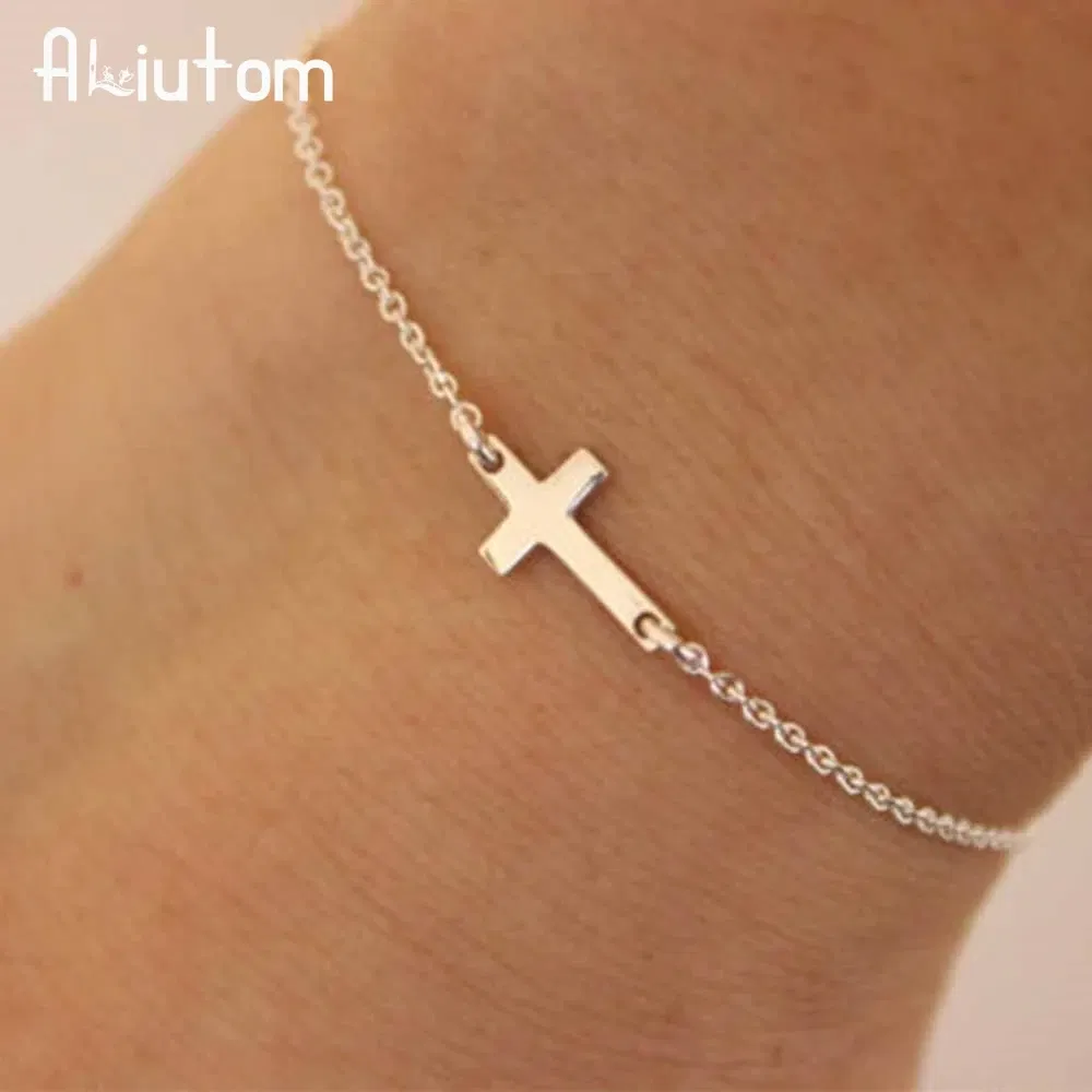 Metal Color: Gold-color - ALIUTOM 2020 charm cross cross chain bracelet fashion jewelry pulseras mujer women's bracelet